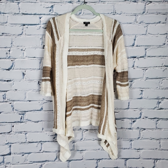 Torrid Ivory & Taupe Pointelle Knit Cardigan - Picture 2 of 8